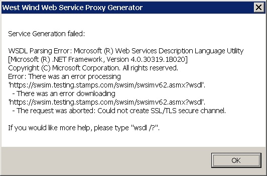 .NET Web Service Proxy Generator - "The Request Was Aborted: Could Not ...